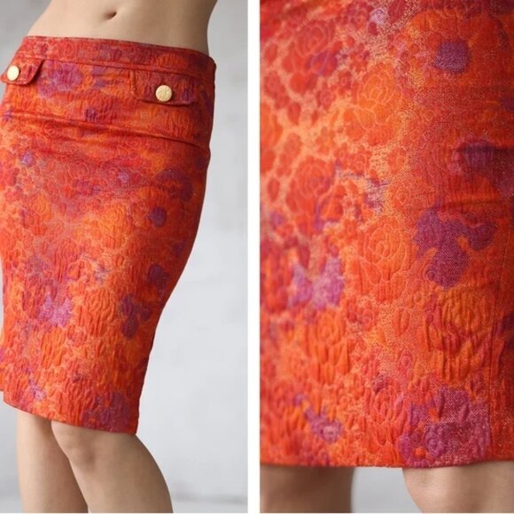 DOLCE GABBANA Vintage pink orange low waist pencil midi skirt - Picture 2 of 10